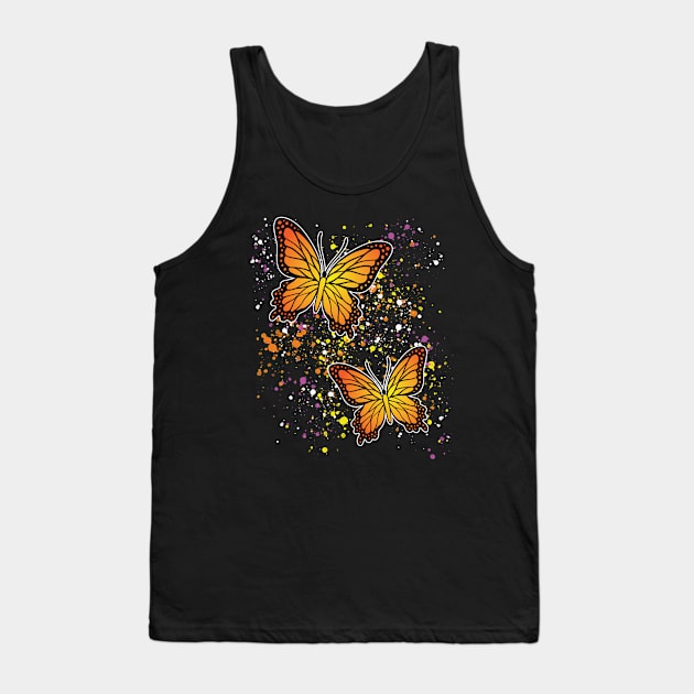 Beautiful Butterflies with Colorful Splatters Tank Top by Designs by Darrin